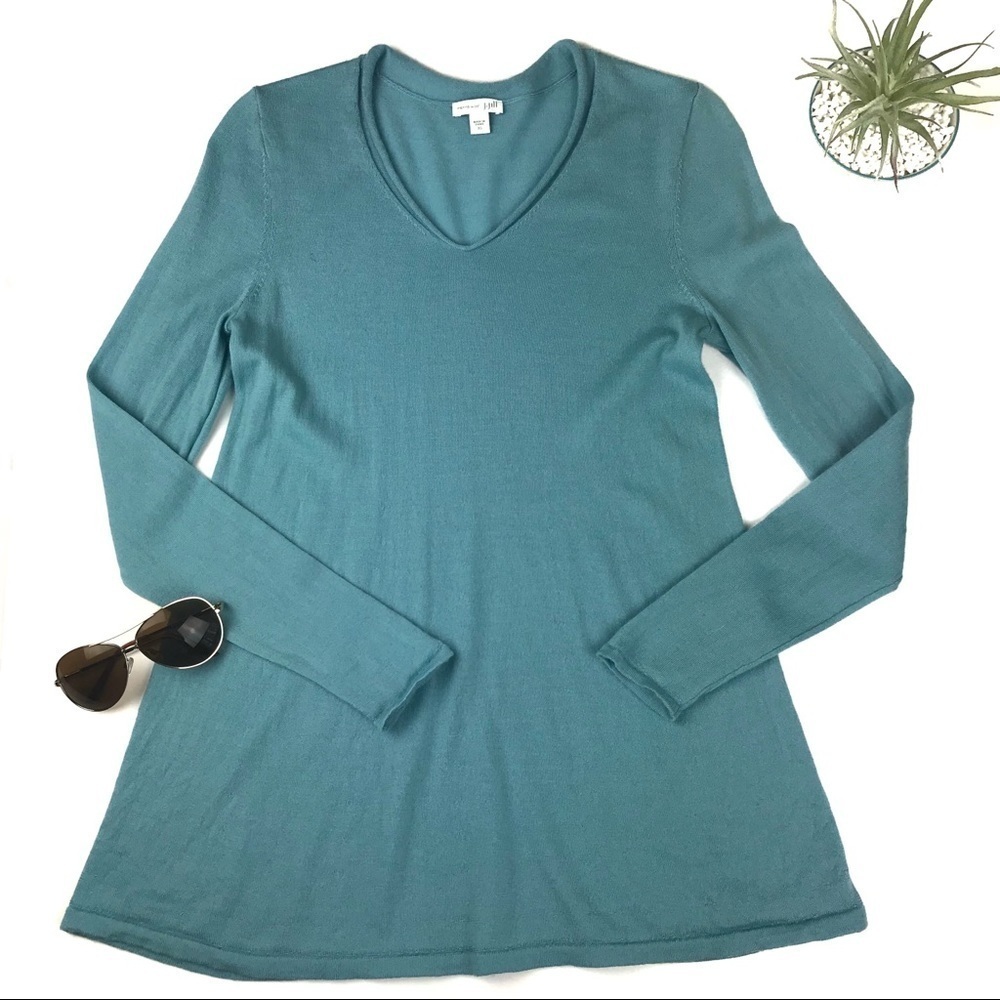 J.JILL 100% Merino Wool Tunic V Neck Sweater XS